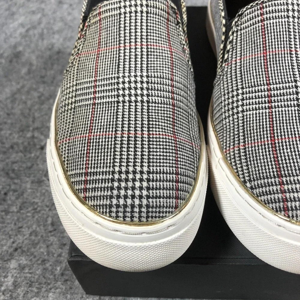 GUESS Slip On‎ Shoes Womens 8.5 Gray Plaid Textile Sneakers GFGGLADIS12